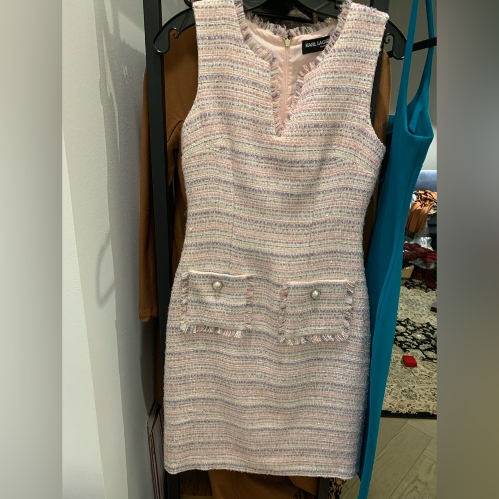 pastel karl lagerfeld tweed dress
